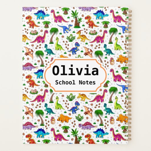 Schattigee dinosaurus terug naar school planner (Achterkant)