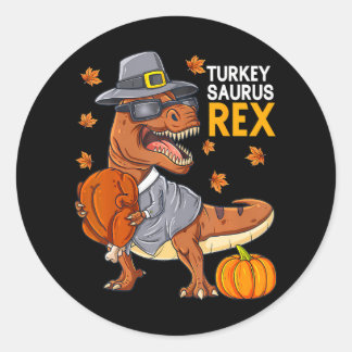 Schattigee Dinosaurus Thanksgiving Turkije Saurus  Ronde Sticker