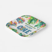 Schattigee Dinosaurus Thema 1e Verjaardags Jongen  Papieren Bordje (Gebogen)