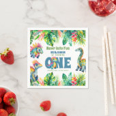 Schattigee Dinosaurus Thema 1e Verjaardags Jongen  Servet (Insitu)