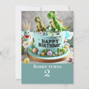 SCHATTIGEE DINOSAURUS THEMA VERJAARDAGSTAARTFEEST KAART
