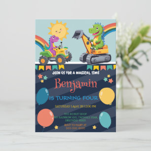 Schattigee dinosaurus tractor ballonjongen School  Save The Date