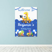 Schattigee dinosaurus tractor graven vrachtwagenba canvas afdruk (Insitu (Houten vloer))