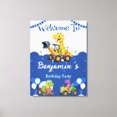 Schattigee dinosaurus tractor graven vrachtwagenba canvas afdruk (Voorkant)