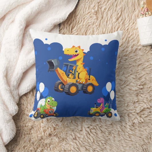 Schattigee dinosaurus tractor graven vrachtwagenba kussen (Deken)