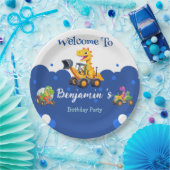 Schattigee dinosaurus tractor graven vrachtwagenba papieren bordje (Feest)