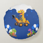 Schattigee dinosaurus tractor graven vrachtwagenba rond kussen (Achterkant)