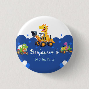 Schattigee dinosaurus tractor graven vrachtwagenba ronde button 3,2 cm
