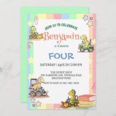 Schattigee dinosaurus tractor Rainbow B2S School V Kaart (Voorkant / Achterkant)