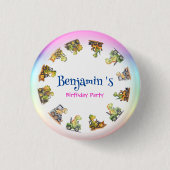 Schattigee dinosaurus tractor Rainbow B2S School V Ronde Button 3,2 Cm (Voorkant)