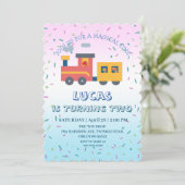 Schattigee dinosaurus treintruck Verjaardagsfeest  Kaart (Staand voorkant)