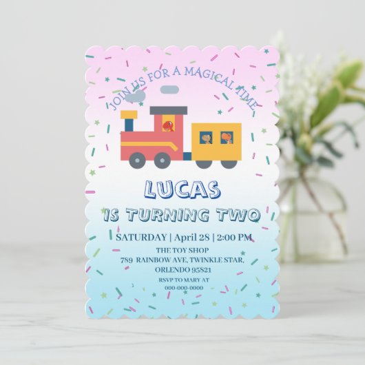 Schattigee dinosaurus treintruck Verjaardagsfeest  Kaart (Staand voorkant)