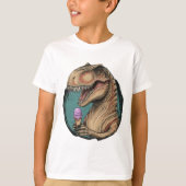 Schattigee dinosaurus trex eten ijs t-shirt (Voorkant)