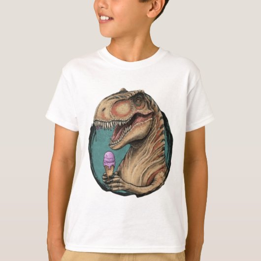 Schattigee dinosaurus trex eten ijs t-shirt (Voorkant)