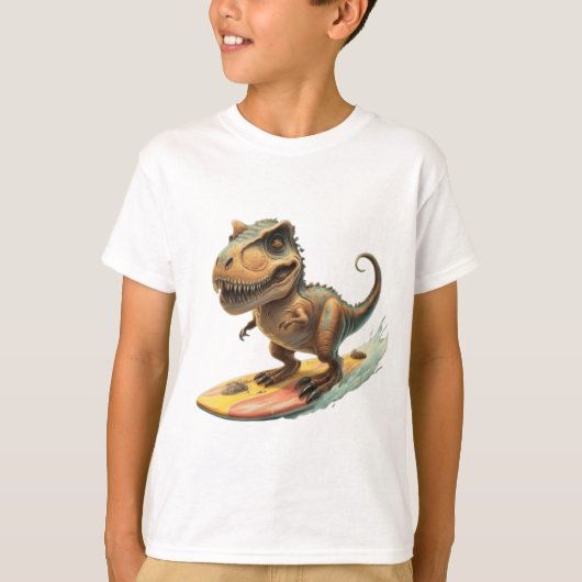 Schattigee dinosaurus trex surfen t-shirt (Voorkant)
