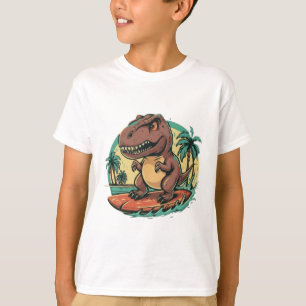 Schattigee dinosaurus trex surfen t-shirt