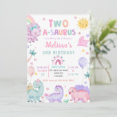 Schattigee Dinosaurus Two-A-Saurus 2e Verjaardagsf Kaart (Staand voorkant)