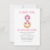 Schattigee Dinosaurus Uitkomen Kort Baby Meisje Do Kaart (Voorkant)