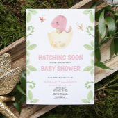 Schattigee Dinosaurus Uitkomen Kort Roze Meisje Ba Kaart