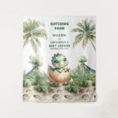 Schattigee Dinosaurus Uitkomen Snel Baby shower Ba Wandkleed (Voorkant)