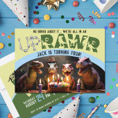 Schattigee Dinosaurus UpRAWR Dino-Mite 4e verjaard Kaart