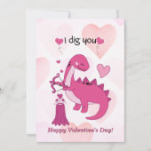 Schattigee Dinosaurus Valentijnsdag Kaart voor Kin (Voorkant)