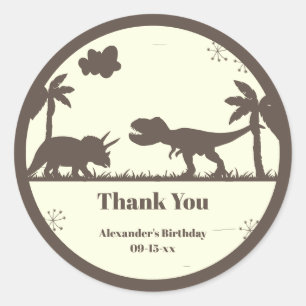 Schattigee Dinosaurus Verjaardag Bedankt Ronde Sticker