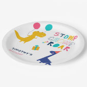 Schattigee Dinosaurus Verjaardag Bedankt voor Stom Papieren Bordje (Gekanteld)