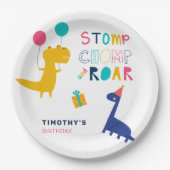 Schattigee Dinosaurus Verjaardag Bedankt voor Stom Papieren Bordje (Voorkant)