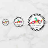 Schattigee Dinosaurus Verjaardag racing auto jonge Confetti (Achterkanten)