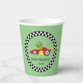 Schattigee Dinosaurus Verjaardag racing auto jonge Papieren Bekers (Voorkant)