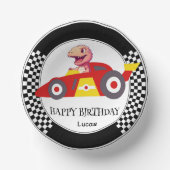 Schattigee Dinosaurus Verjaardag racing auto jonge Papieren Kommen (Voorkant)