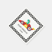 Schattigee Dinosaurus Verjaardag racing auto jonge Servet (Hoek)