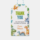 Schattigee Dinosaurus Verjaardagsfeest Dank u Labe Cadeaulabel (Voorkant)