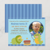 Schattigee Dinosaurus Verjaardagsfeest Foto Kaart (Voorkant / Achterkant)