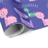 Schattigee Dinosaurus Verjaardagsfeest Kleurrijk Cadeaupapier (Rol Hoek)