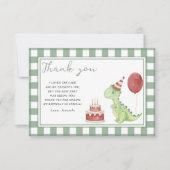 Schattigee Dinosaurus verjaardagsfeestje bedankt (Voorkant)