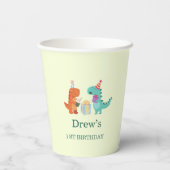 Schattigee Dinosaurus Verjaardagsfeestje Cups Papieren Bekers (Achterkant)
