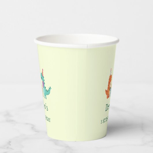 Schattigee Dinosaurus Verjaardagsfeestje Cups Papieren Bekers (Rechts)