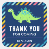 Schattigee Dinosaurus Verjaardagsfeestje Favor Sti Vierkante Sticker (Voorkant)