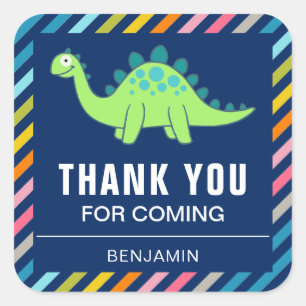 Schattigee Dinosaurus Verjaardagsfeestje Favor Sti Vierkante Sticker