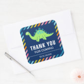 Schattigee Dinosaurus Verjaardagsfeestje Favor Sti Vierkante Sticker (Envelop)