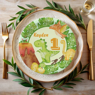 Schattigee Dinosaurus verjaardagsfeestje gepersona Papieren Bordje