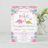 Schattigee Dinosaurus Verjaardagsuitnodiging voor  Kaart (Staand voorkant)