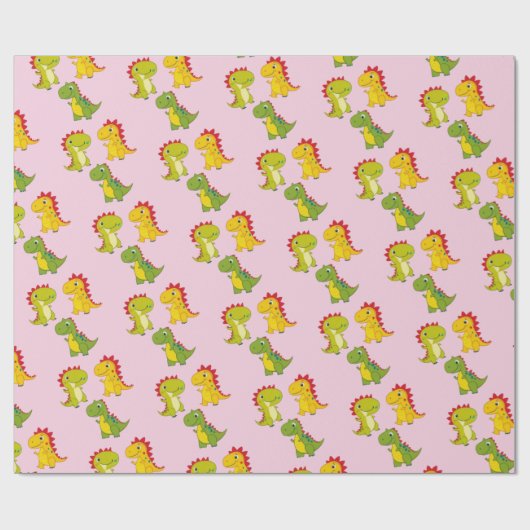 Schattigee Dinosaurus vlekkeloos patroon Cadeaupapier (Vlak)