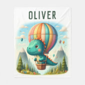 Schattigee Dinosaurus Vliegen in een heteluchtball Fleece Deken (Voorkant)