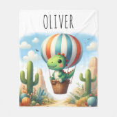 Schattigee Dinosaurus Vliegen in een heteluchtball Fleece Deken (Voorkant)