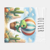 Schattigee Dinosaurus Vliegen in een heteluchtball Fleece Deken (Voorkant (Horizontaal))