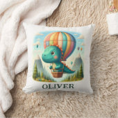 Schattigee Dinosaurus Vliegen in een heteluchtball Kussen (Deken)