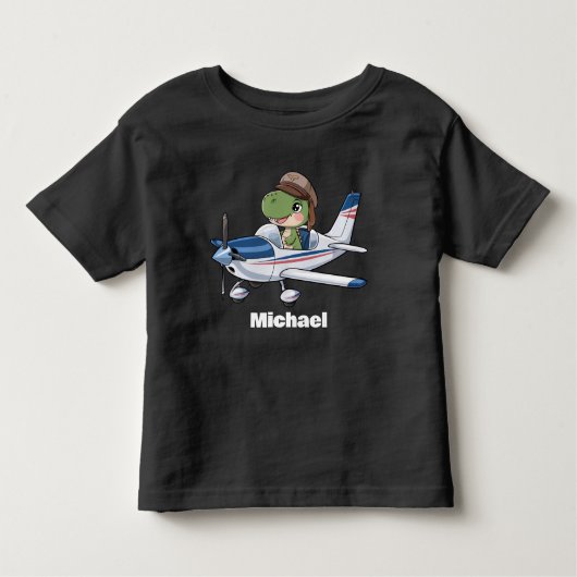 Schattigee Dinosaurus Vliegende Cessna Vliegtuig,  Kinder Shirts (Voorkant)